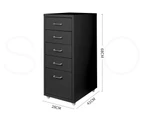 Levede 5 Drawer Office Cabinet Drawers Storage Cabinets Steel Rack Home Black - Black
