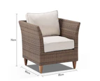 Outdoor Carolina Outdoor Wicker And Teak Arm Chair - Harper - Outdoor Wicker Lounges - Brushed Wheat, Cream cushions
