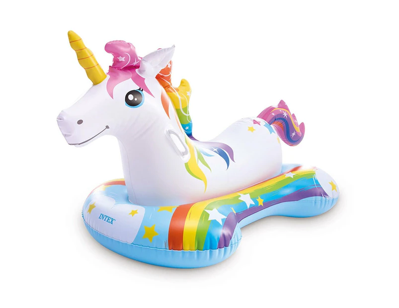 Intex 1.63m Unicorn Cute Inflatable Kids Ride-On Pool/Water Float w/ Handles 3+