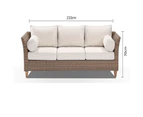 Outdoor Carolina 3 Seater Outdoor Wicker Lounge - Harper - Outdoor Wicker Lounges - Brushed Wheat, Cream cushions