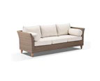 Outdoor Carolina 3+2+1+1 Seater Outdoor Wicker Lounge With Coffee Table - Harper - Outdoor Wicker Lounges - Brushed Wheat, Cream cushions