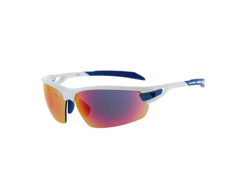 BZ Optics Sports Sunglasses - PHO White Frame - Fire Mirror Lens