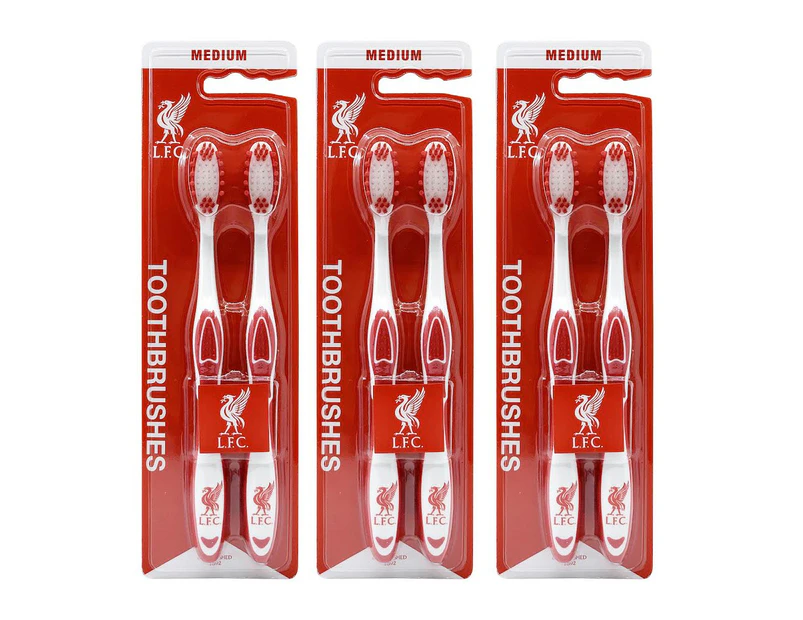 6pc EPL Liverpool F.C. Medium Bristle Toothbrush Dental Teeth Oral Care Hygiene