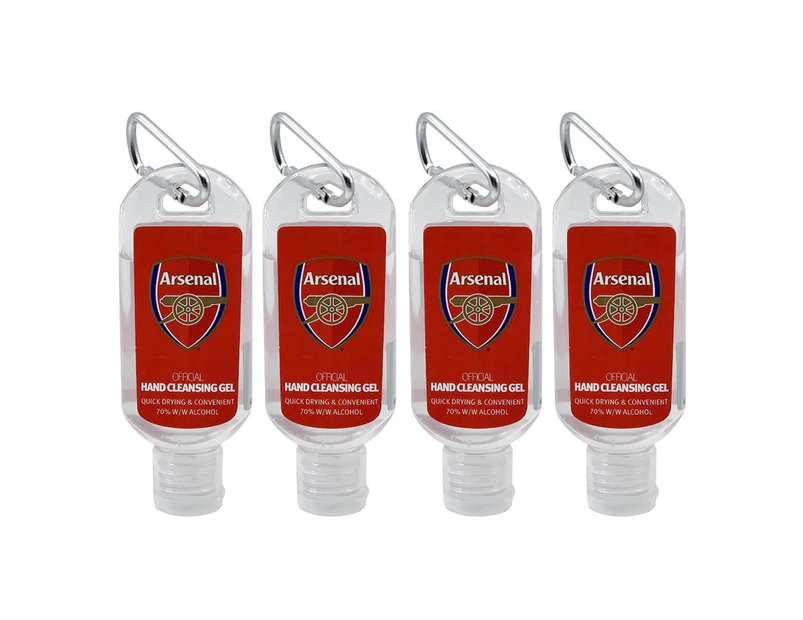 4PK EPL Arsenal Travel 50ml Hand Sanitiser 70% Alcohol Gel Portable Bottle