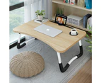 Wood Laptop Stand Table Foldable Desk Computer Study Bed Adjustable Portable Cup Slot