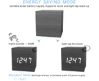 Digital Alarm Clock, Wood LED Light Mini Modern Cube Desk Alarm Clock Displays Time Date Temperature Kids, Bedroom, Home, Dormitory, Travel (Black)