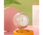 Small Table Clocks, Classic Non-Ticking Tabletop Alarm Clock with Backlight, Battery Operated Desk Astronaut Clock with HD Glass  (Pink)
