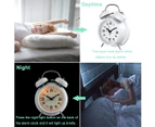 Loud Alarm Clock for Heavy Sleepers Adults ,Silent Non Ticking Twin Bell Alarm Clock for Bedroom,Battery Powered Analog Alarm Clocks  (4 inch,White)