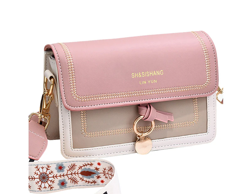 New women's bag fashion wide strap small square bag trend everything single shoulder crossbody bag pink