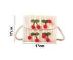 Straw braided small square bag cherry single shoulder bag women bag fashion