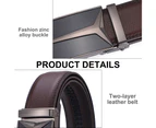 Men's Real Leather Ratchet Dress Casual Belt, Cut to Exact Fit, Elegant Gift 110cm