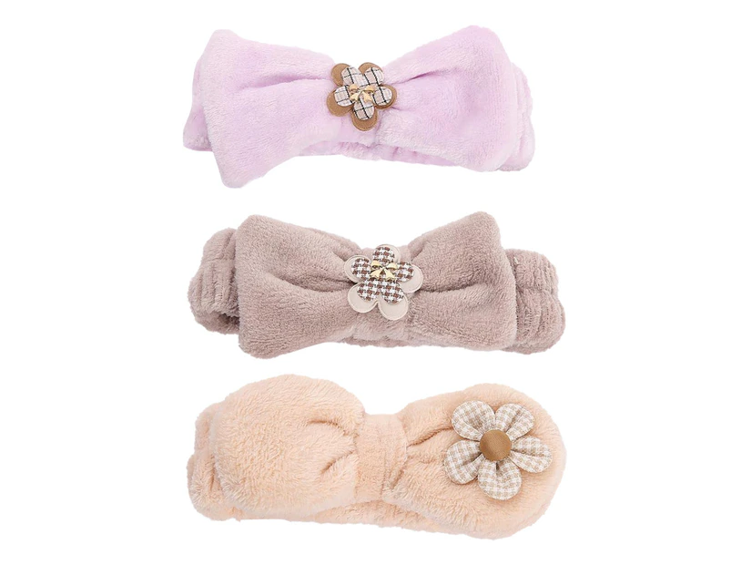 Spa Headband - 3 Pack Bow Hair Band Women Facial Makeup Head Band Head Wraps For Shower Washing Face Combination 3