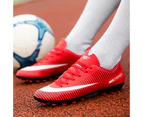 Soccer Shoes Football Boots Outdoor Training Cleats Turf Ankle Comfortable Sport Professional -Red