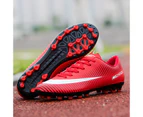 Soccer Shoes Football Boots Outdoor Training Cleats Turf Ankle Comfortable Sport Professional -Red