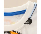 Boys Cotton Clothing Sets Baby Toddler Boys Short Sleeve Tee and Shorts Sets Summer Cotton Outfits Clothes Sets-White