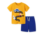 Boys Cotton Clothing Sets Baby Toddler Boys Short Sleeve Tee and Shorts Sets Summer Cotton Outfits Clothes Sets-Yellow