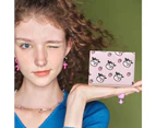 Girls Cute Cow Print Wallet Small Tri-folded Wallet Cash Pocket Card Holder ID Window Purse for Women pink