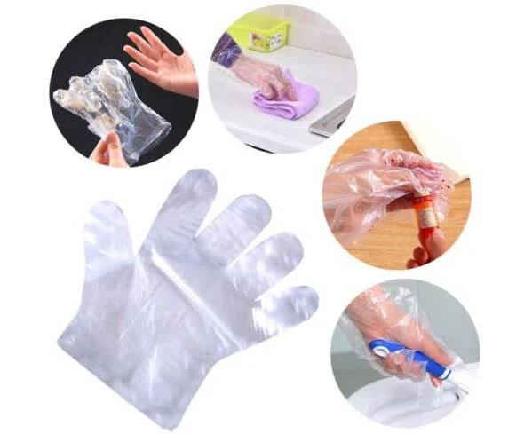 [100Pc] Disposable Plastic Food Prep Gloves - One Size Fits Most