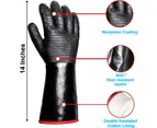BBQ Gloves Heat Resistant Cooking Gloves Grill Oven Gloves 14 Inches 932℉ Barbecue Gloves, Fireproof Waterproof Resistant Oil Smoke, Oven Mitts