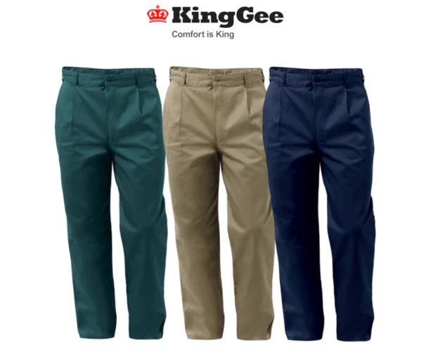 KingGee Mens Steel Tuff Drill Pants Reinforced Pleat Trousers Cotton K03010 - Navy