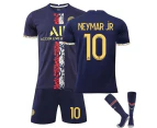 Kids Boys Football Kit PAIR Home Team Tracksuit Soccer Training Suit Sportswear Outfits Set - NEYMAR jR 10