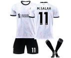 Kids Boys Football Kits Liverpool Home Team Soccer Jersey Training Set Sportswear Socks Shorts Shirt - M.SALAH 11