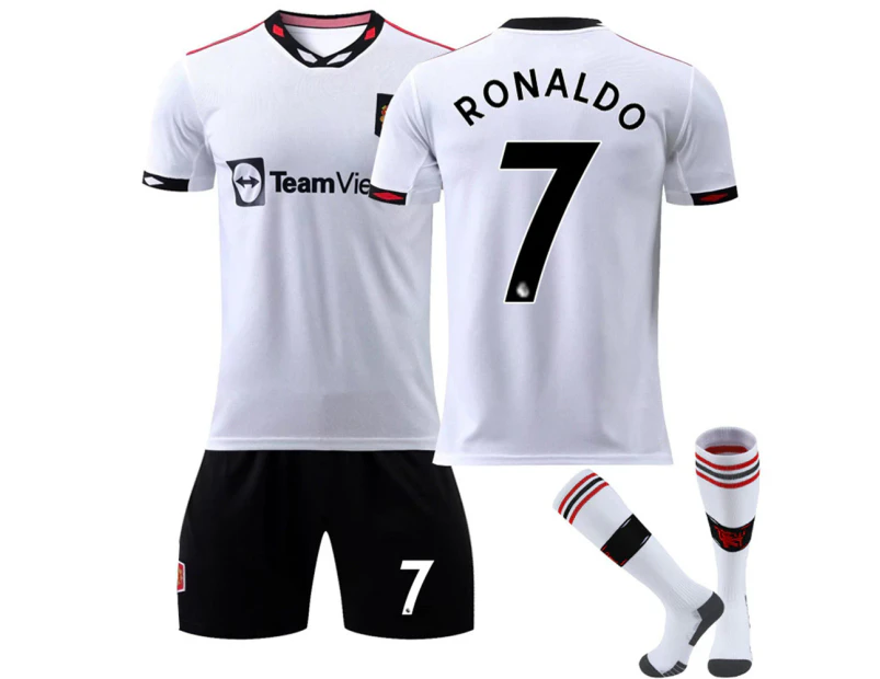 Kids Boys Football Kit Manchester United Home RED DEVIL Soccer Training Suit Shirt Shorts Socks Sportwear - RONALDO 7