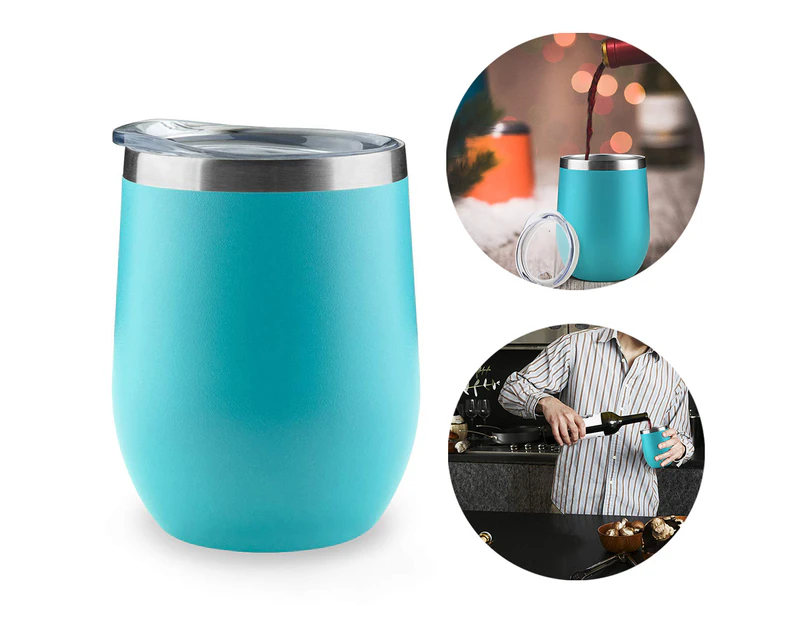 Insulated Wine Tumbler -2 pcs, Double Wall Stainless Steel Stemless Insulated Wine Glass 12oz, Durable Insulated Coffee Mug, for Champaign, Cocktail