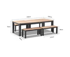 Outdoor Balmoral 2.5M Teak Top Aluminium Table With Bench Seats - Outdoor Teak Dining Settings - Charcoal Aluminium