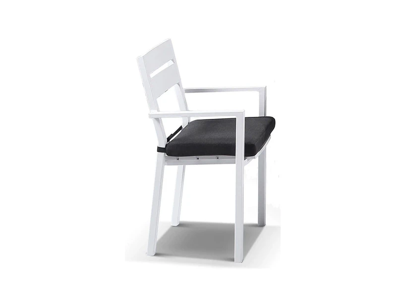 Outdoor Santorini Outdoor Aluminium Dining Arm Chair - Outdoor Aluminium Chairs - White with Denim Grey
