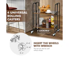 Giantex 2-Tier Folding Trolley Cart Industrial Kitchen Serving Island on Wheels Metal Frame Mobile Baker Rack