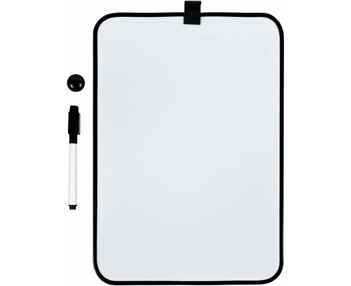 Portable A4 Magnetic Board w/ Black Board Marker - 8" x 12" - Black Border