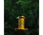 Biwiti Hanging Iron Wrought Bird Feeder with Solar Light Outdoor Garden Decor