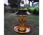 Biwiti Hanging Iron Wrought Bird Feeder with Solar Light Outdoor Garden Decor
