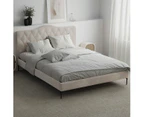 Curved Velvet Fabric Bed Frame in King, Queen and Double Size (Taupe White)