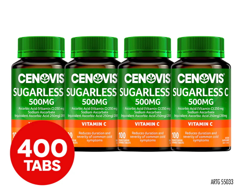 4 x Cenovis Sugarless C Orange 100 Tabs