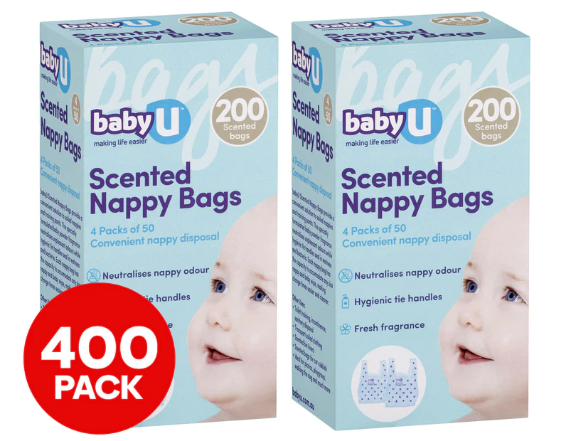 2 x 200pk Baby U Scented Nappy Bags