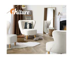 Oikiture Armchair Highback Lounge Accent Chair Couches Sofa Bedroom Sherpa White