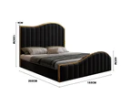 Royal Sleep Stella Queen Bed Frame Velvet Solid Wooden Base Platform Black Gold