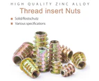 230 Pcs M4 M5 M6 M8 M10 Hex Nuts with Threaded Inserts, Zinc Alloy Hex Threaded Insert Nuts Inserts for Wood Furniture Nut Tool Kit