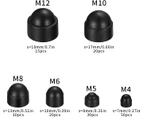 145 Pcs Bolts and Nut Covers Bolt Caps, Plastic Dome Bolts Nut Protection Caps, Black Bolts and Nut Cover Caps for Bolts Nuts - M4 M5 M6 M8 M10 M12