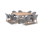 Outdoor Sahara 8 Square With Coastal Chairs In Half Round Wicker - Outdoor Wicker Dining Settings - Brushed Grey and Denim cushion