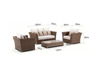 Outdoor Coco 2+1+1 Seater Outdoor Wicker Lounge Set With Coffee Table - Outdoor Wicker Lounges - Brushed Wheat, Cream cushion