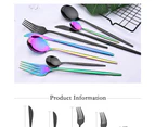 24Pcs Stainless Steel Cutlery Set Fork Knife Spoon Tableware Flatware - Pink Gold