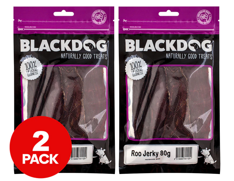 2 x Blackdog Roo Jerky Dog Treats 80g