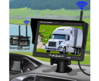 7" Wireless Rear View Monitor +2 WIFI Reverse Camera Kit Caravan Bus Truck 12V