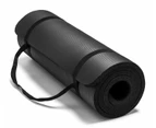 10mm NBR Yoga Mat Thick Pad Nonslip Exercise Fitness Pilate Gym Durable Black