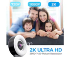 2K HD Streaming Media Camera with Microphone, 3-level Adjustable Brightness Ring Light, Auto Focus, Plug and Play Computer Web Camera