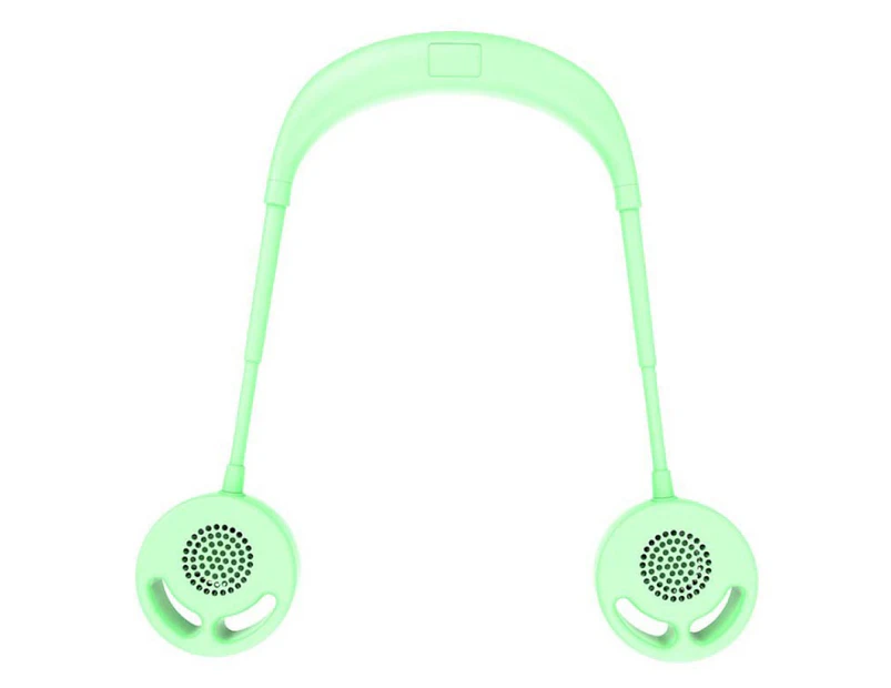 Mini Portable Folding USB Rechargeable Neckband Neck Hang Sports Cooling Fan - Green
