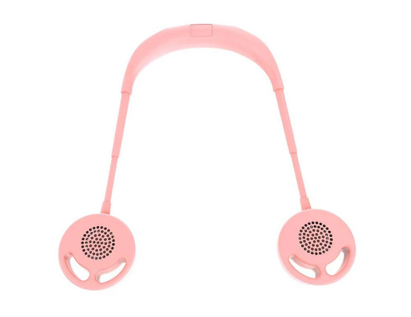Mini Portable Folding USB Rechargeable Neckband Neck Hang Sports Cooling Fan - Pink